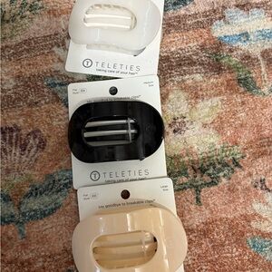 TELETIES Hair Clip Trio - Black, White, Cream